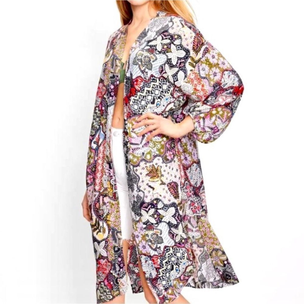 Loft Floral Print Boho Open Front Lightweight Duster Kimono